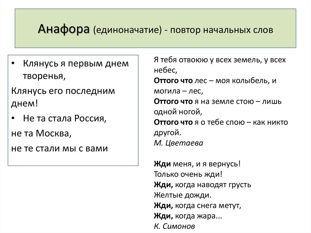 Анафора в стихотворении