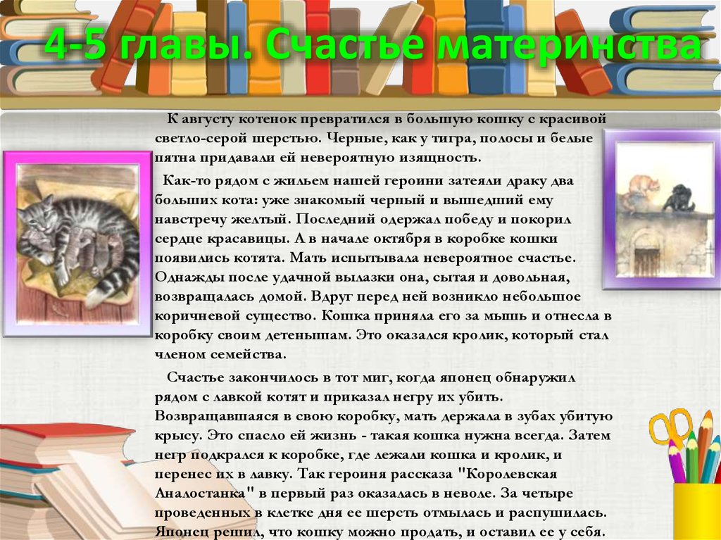 Рассказчик часто рисует мир как бы глазами королевской аналостанки каким видит мир кошка приведите