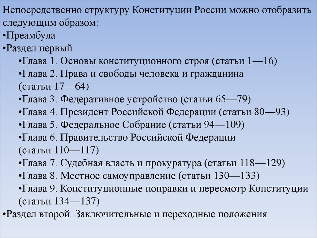 Сложный план по конституции рф