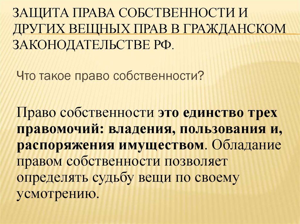 Защита прав собственности и иных вещных прав презентация