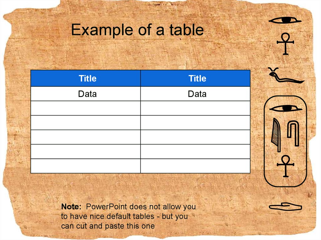 Example of a table