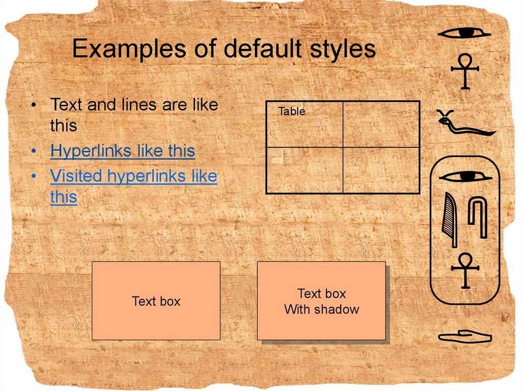 Examples of default styles
