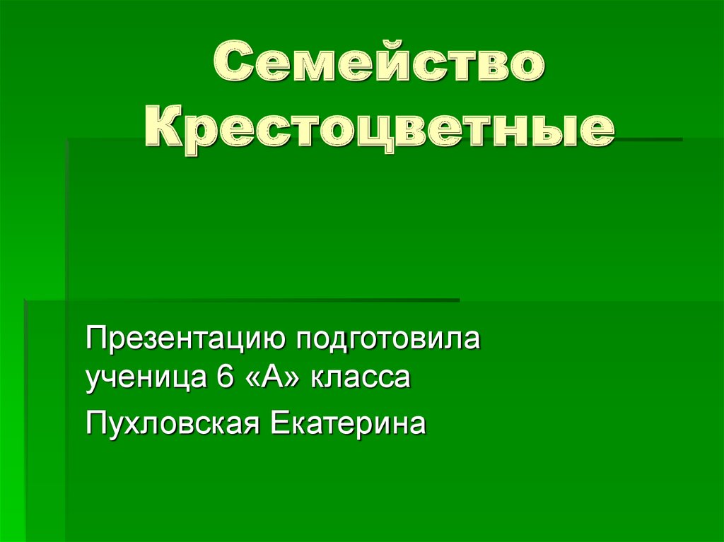 Семейство крестоцветных презентация