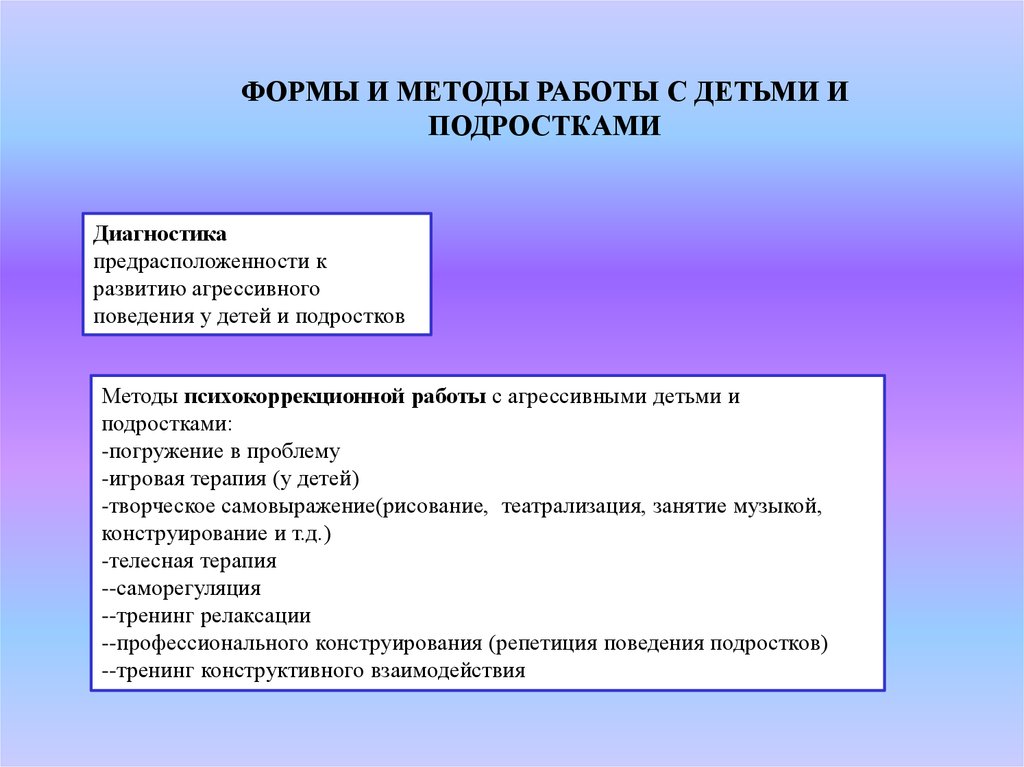 Методики работы с детьми. Методики работы с подростками. Методы работы с детьми. Методы работы с агрессивными подростками. Формы работы с агрессивными детьми.