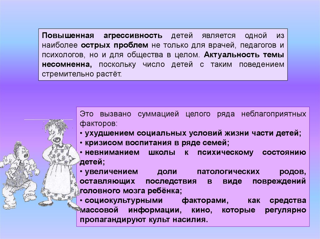 Презентация агрессивные дети причины и последствия детской агрессии