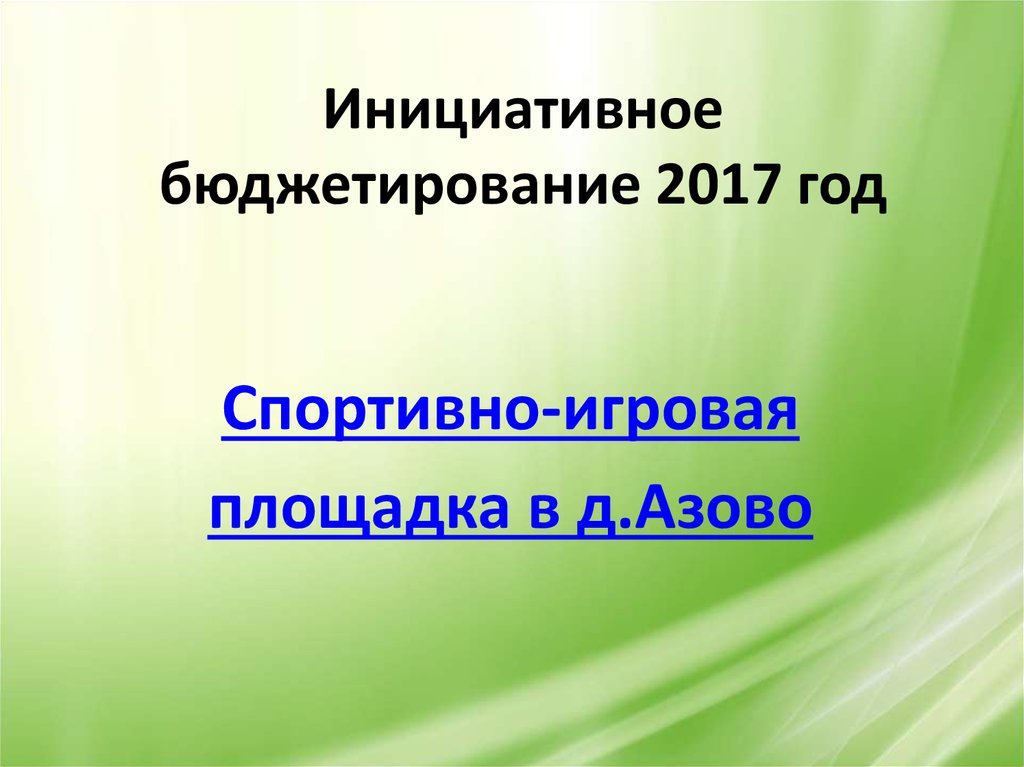 Инициативное бюджетирование 2017 год