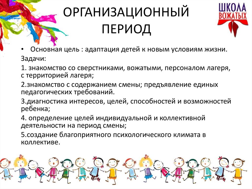 Работа помощником вожатого в лагере. Задачи вожатого в организационный период. Организационный период в лагере. Организационный период в лагере цели и задачи. Задачи вожатого в организационный период смены.