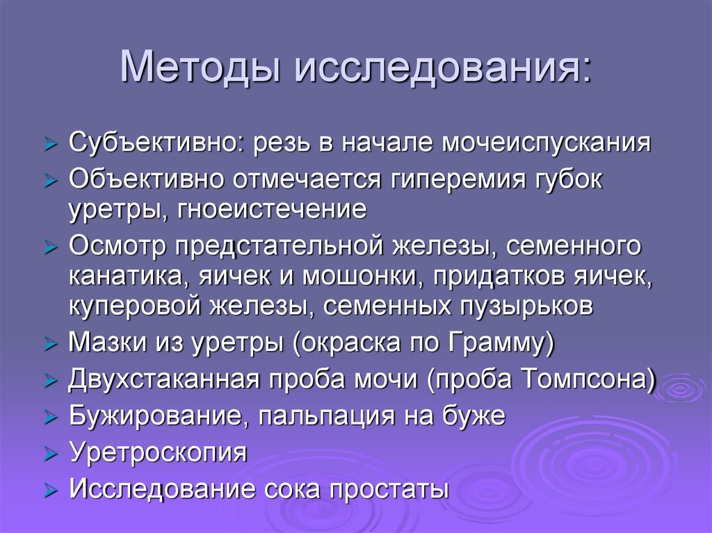 Субъективное исследования. ИППП Дерматовенерология лекция. Субъективным методом исследования является. Гиперемия губок уретры. Пункты субъективного исследования.