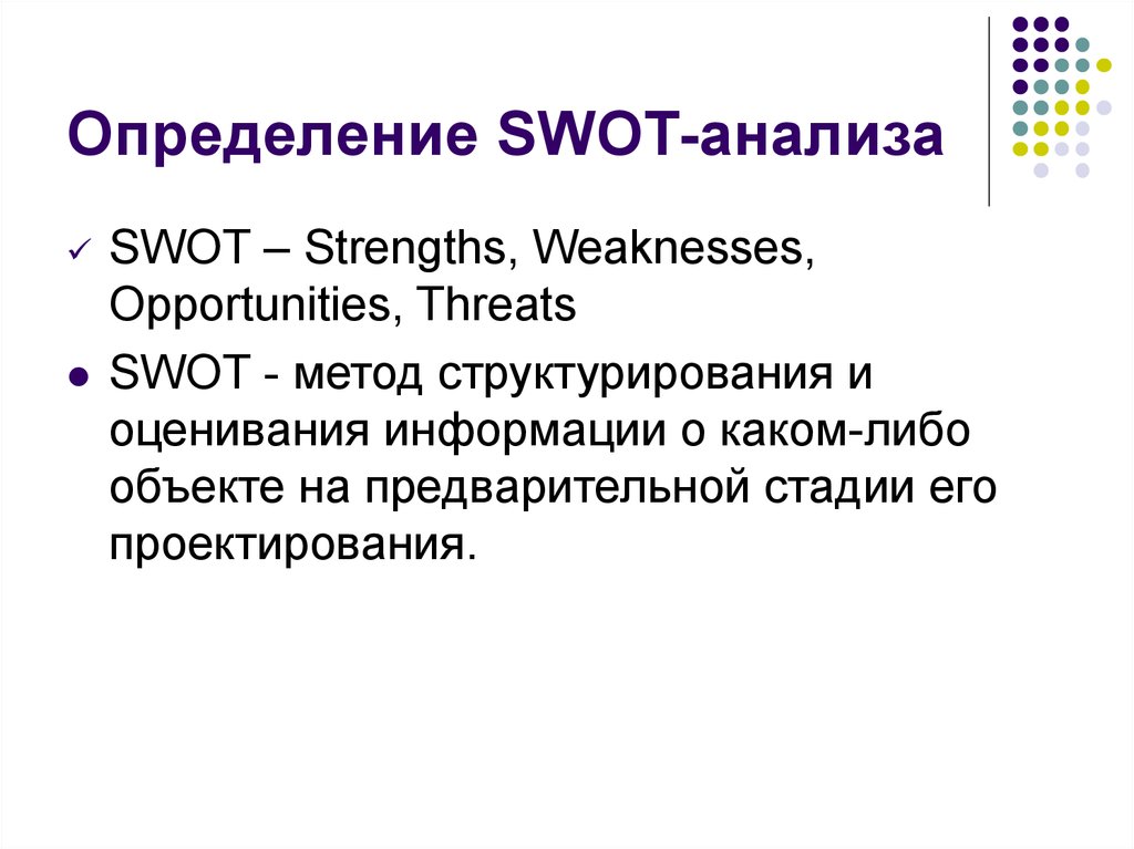 Определение SWOT-анализа