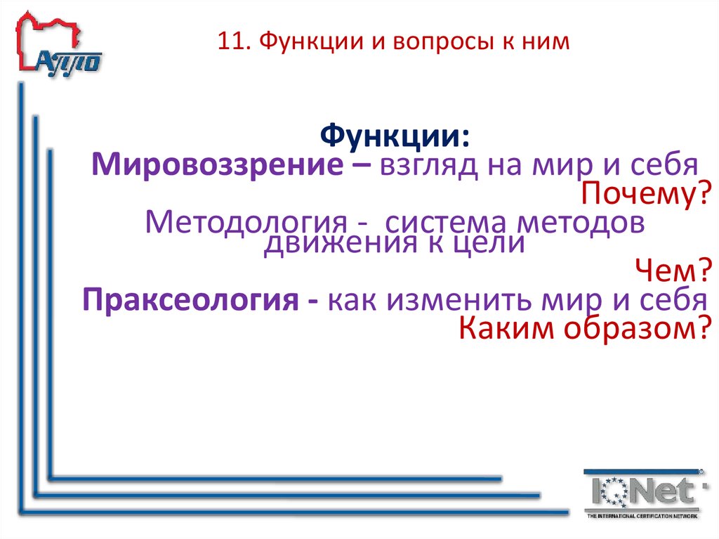 11. Функции и вопросы к ним
