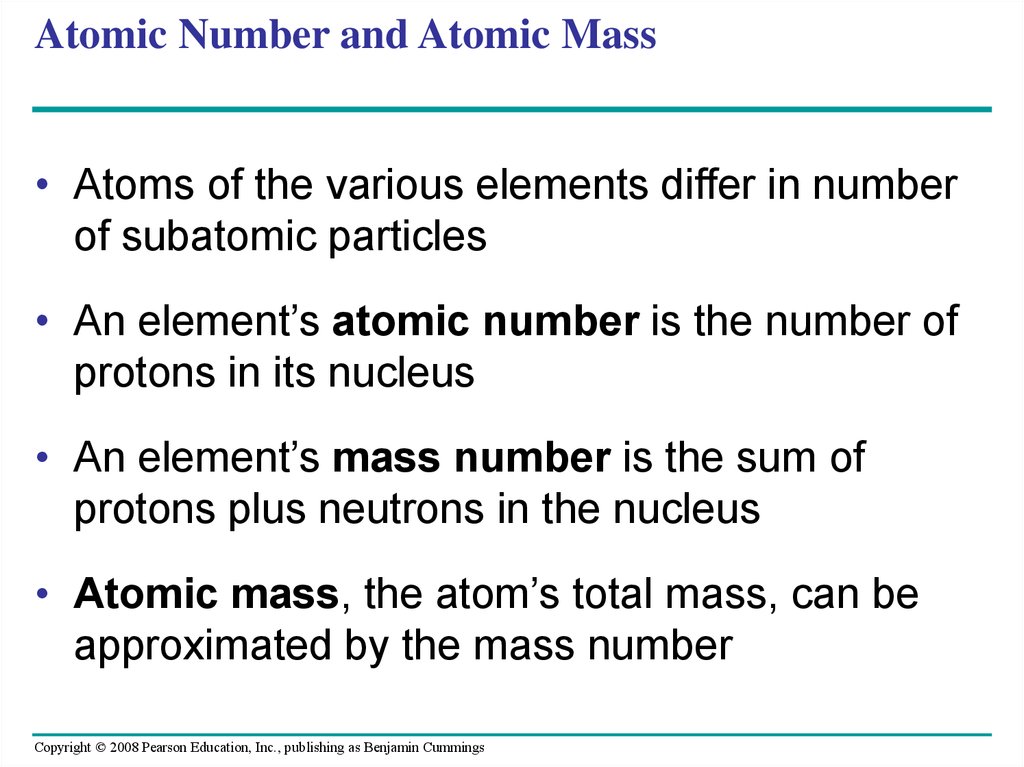 Atomic Number and Atomic Mass
