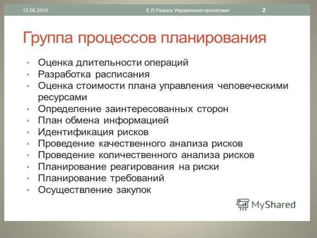 Группа процессов исполнения проекта