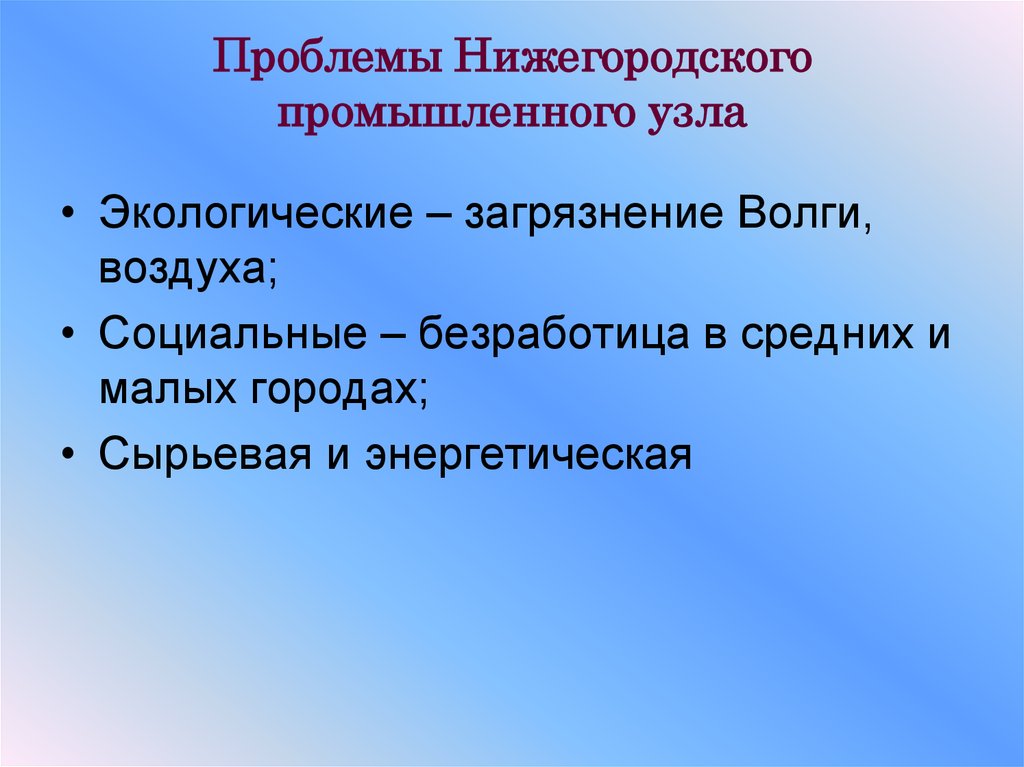 Экологические проблемы нижегородской области презентация