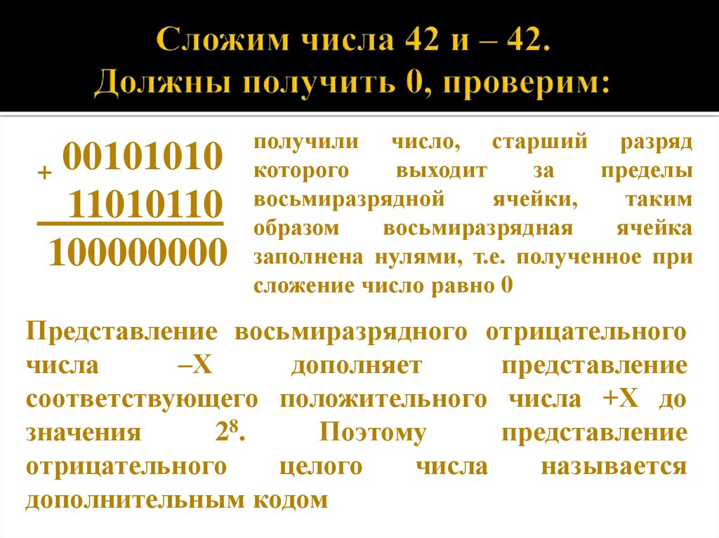 Восьмиразрядный формат числа. Восьмиразрядное представление числа 42. Представьте число 42 в восьмиразрядном представлении. Число 102 в восьмиразрядной ячейке. Сложение чисел в восьмиразрядной сетке.