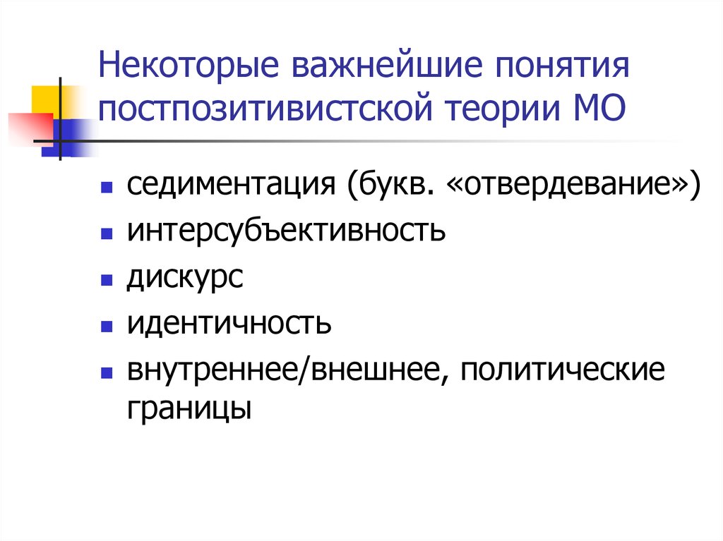 Одним из важных понятий. Конструктивизм в теории международных отношений. Постпозитивисткие теория постмодерна. Постпозитивистские теории международных отношений. Интерсубъективность.