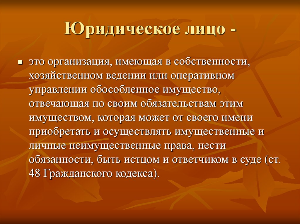 Право хозяйственного ведения имуществом. Юридическое лицо. Личным имуществом отвечают:.