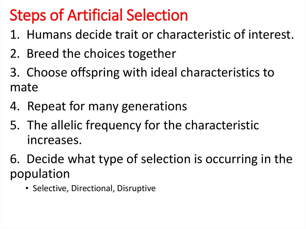 Evolution Artificial Selection online presentation