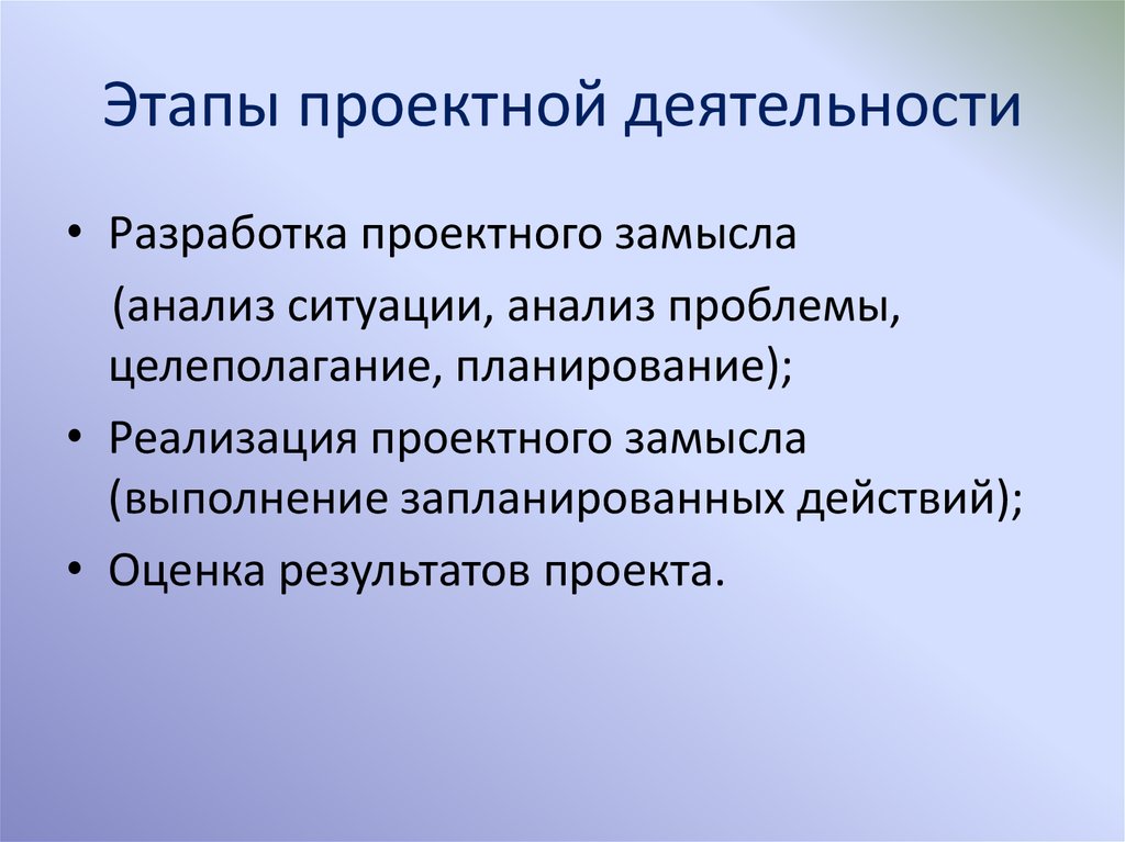 Этапы проектной деятельности