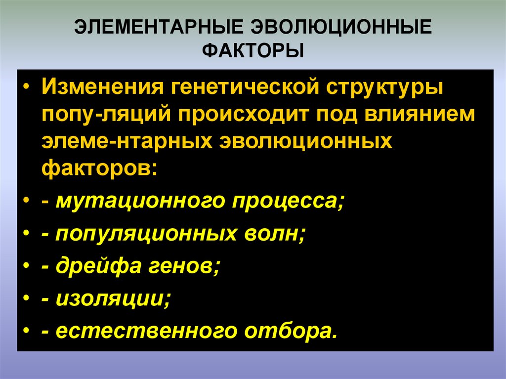 Составьте схему эволюционные факторы