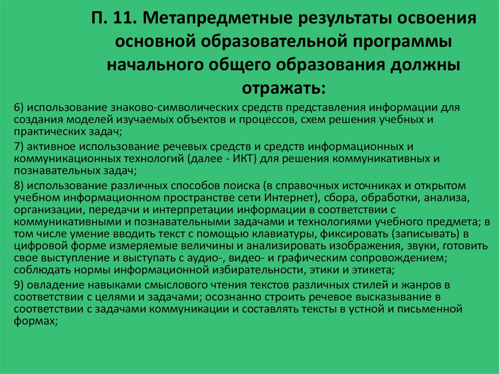 Результаты освоения образовательной программы