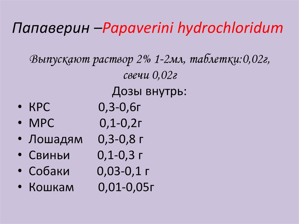 Папаверин –Papaverini hydrochloridum