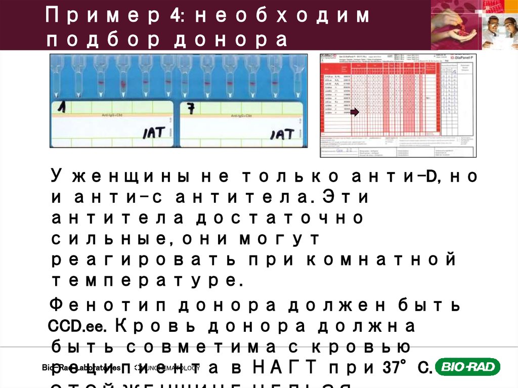 Пример 4: необходим подбор донора