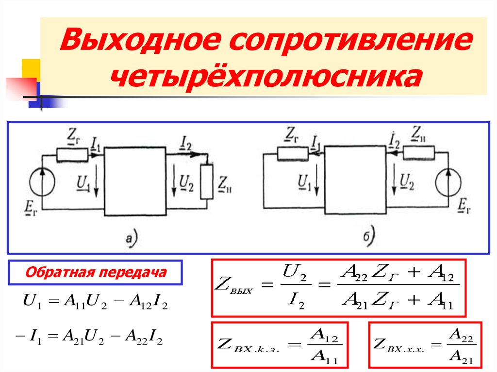 Эквивалентные схемы четырехполюсников