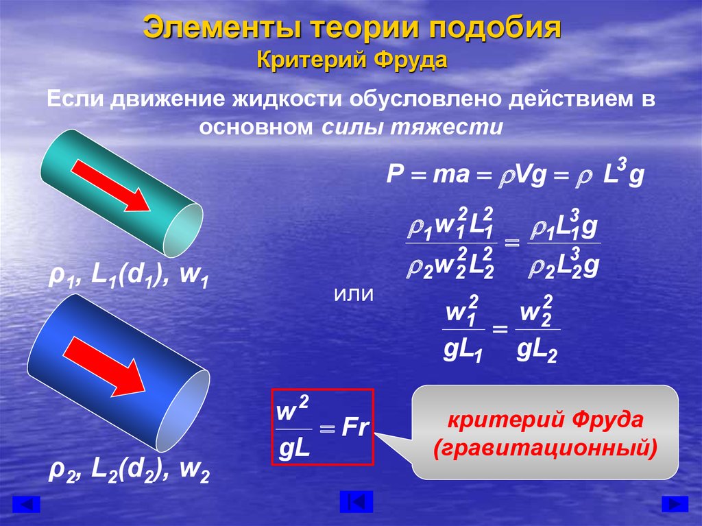 Движение жидкостей и газов. Критерий подобия Фруда. Критерий Фруда гидродинамика. Подобие по числам Фруда. Критерий Фруда физический смысл.