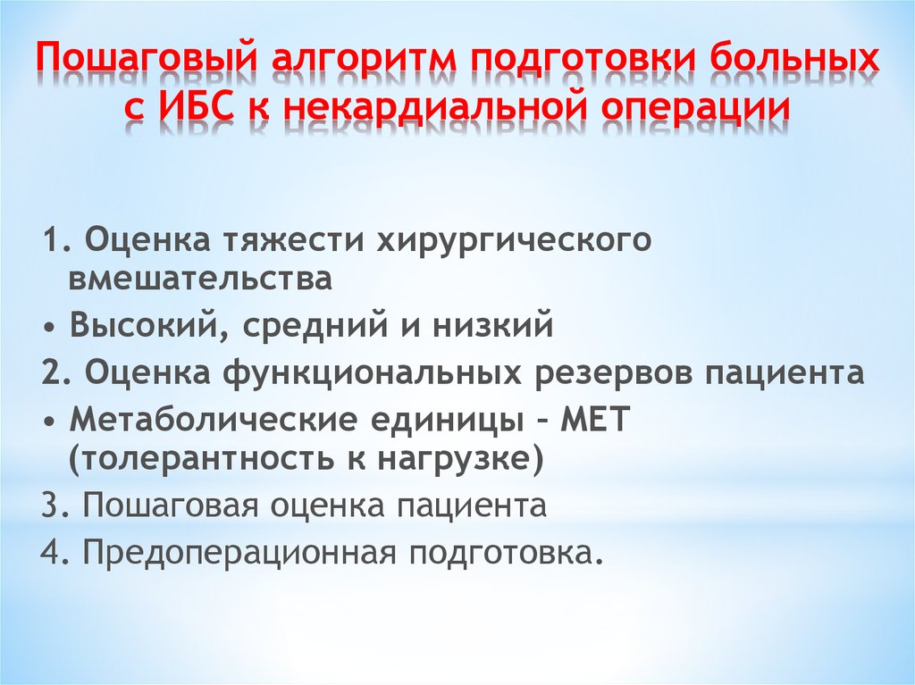 Подготовка пациента к операции