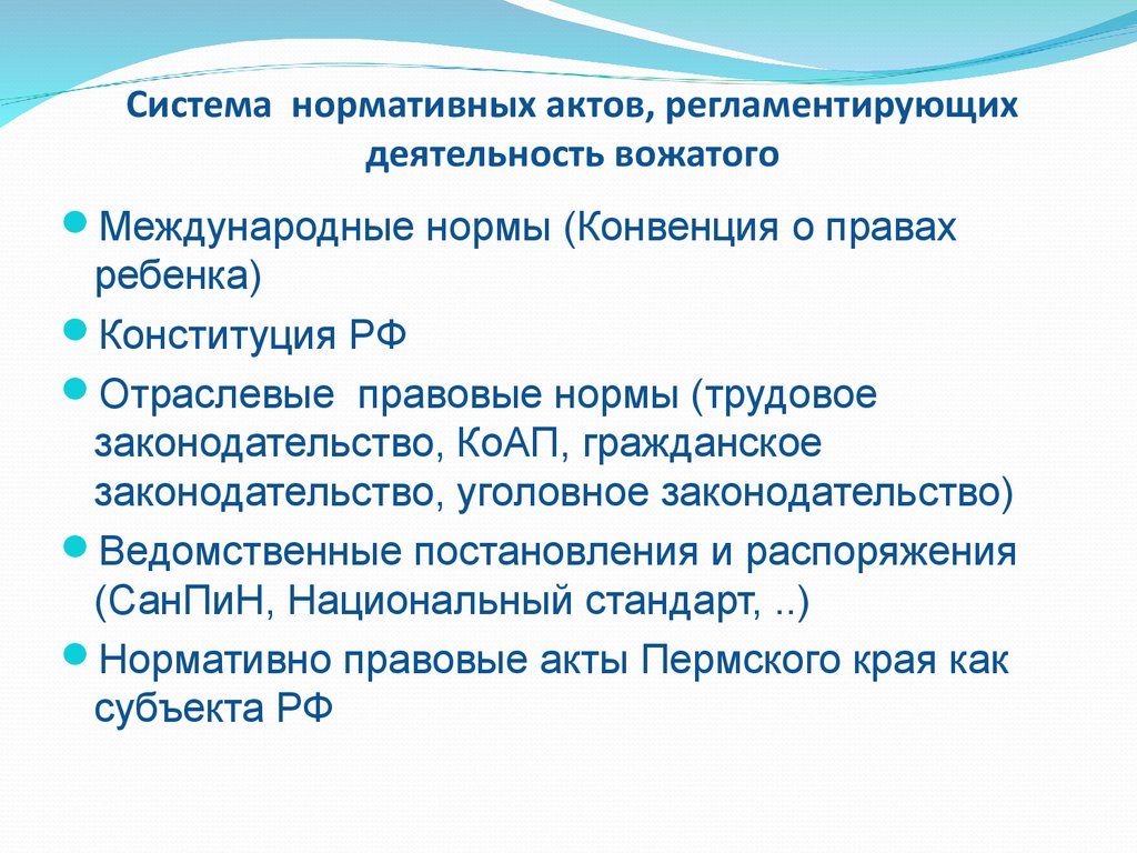 Правовые основы деятельности вожатого презентация