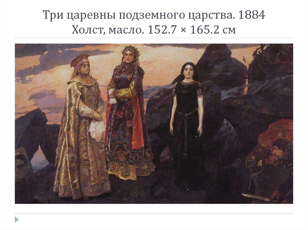 Три царевны подземного царства. 1884 Холст, масло. 152.7 × 165.2 см