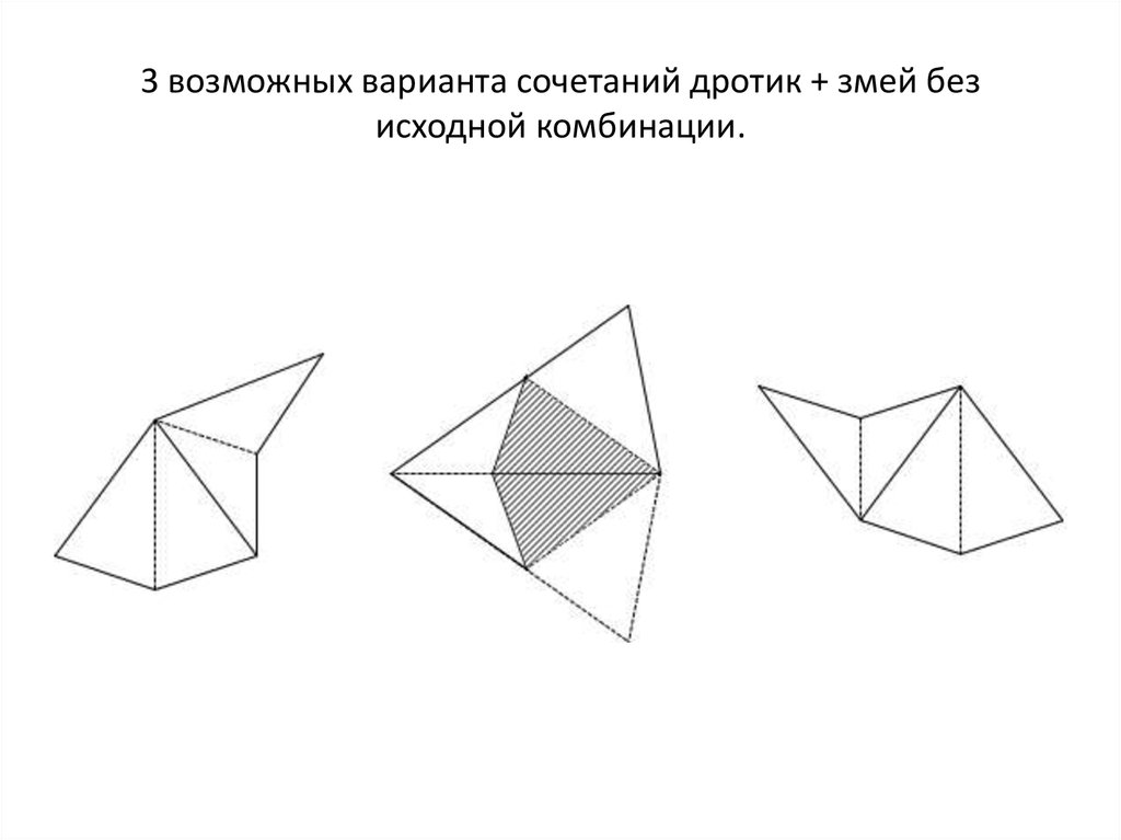3 возможных варианта сочетаний дротик + змей без исходной комбинации.