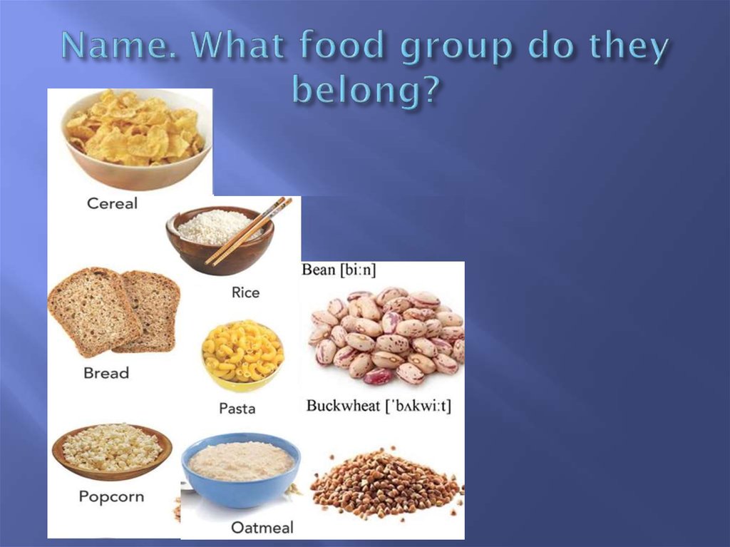 Food Groups 6 класс.