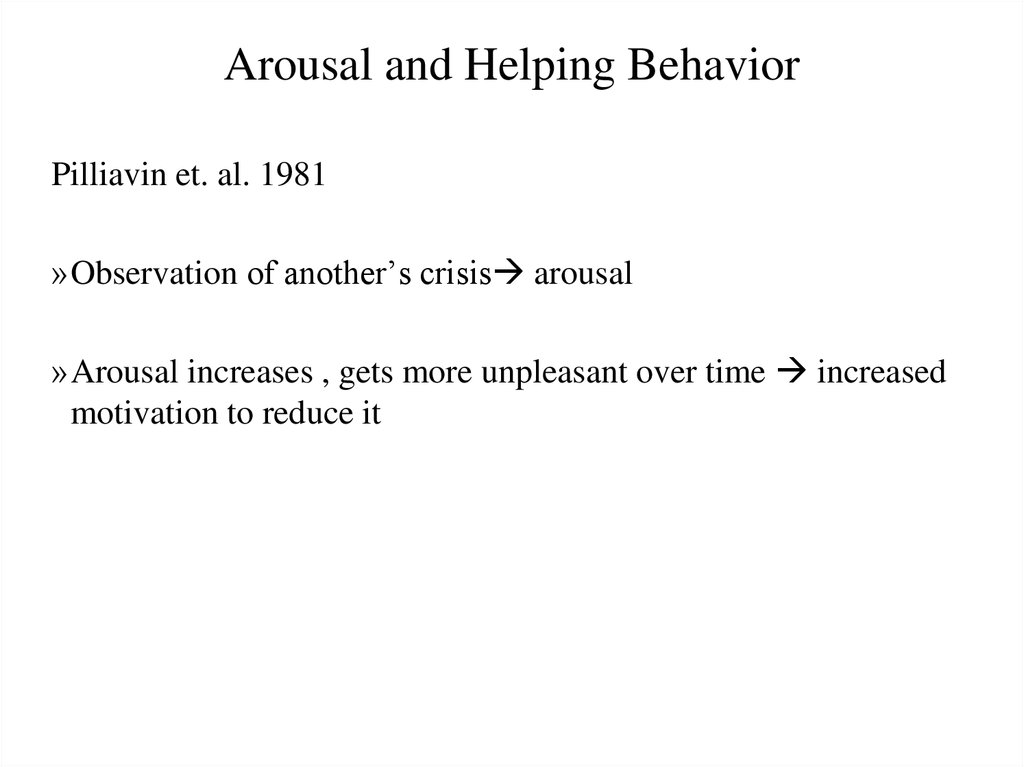 Arousal and Helping Behavior