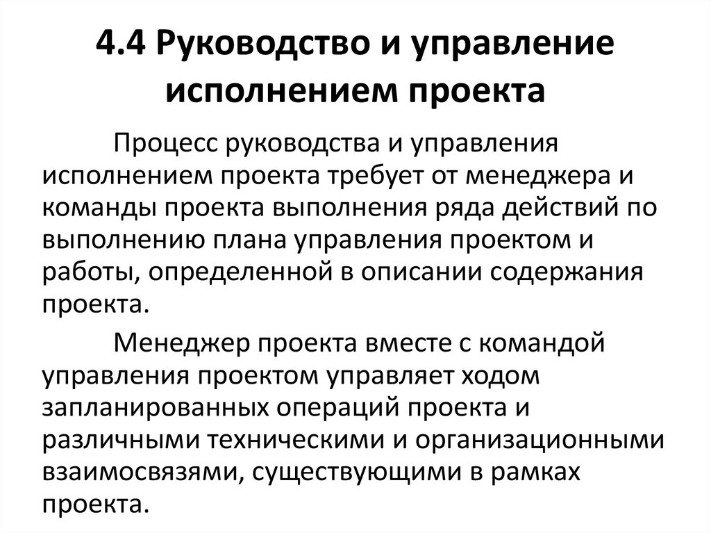 Руководство и управление исполнением проекта