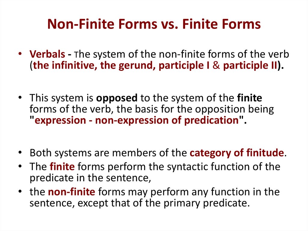 Non finite forms of the verb презентация