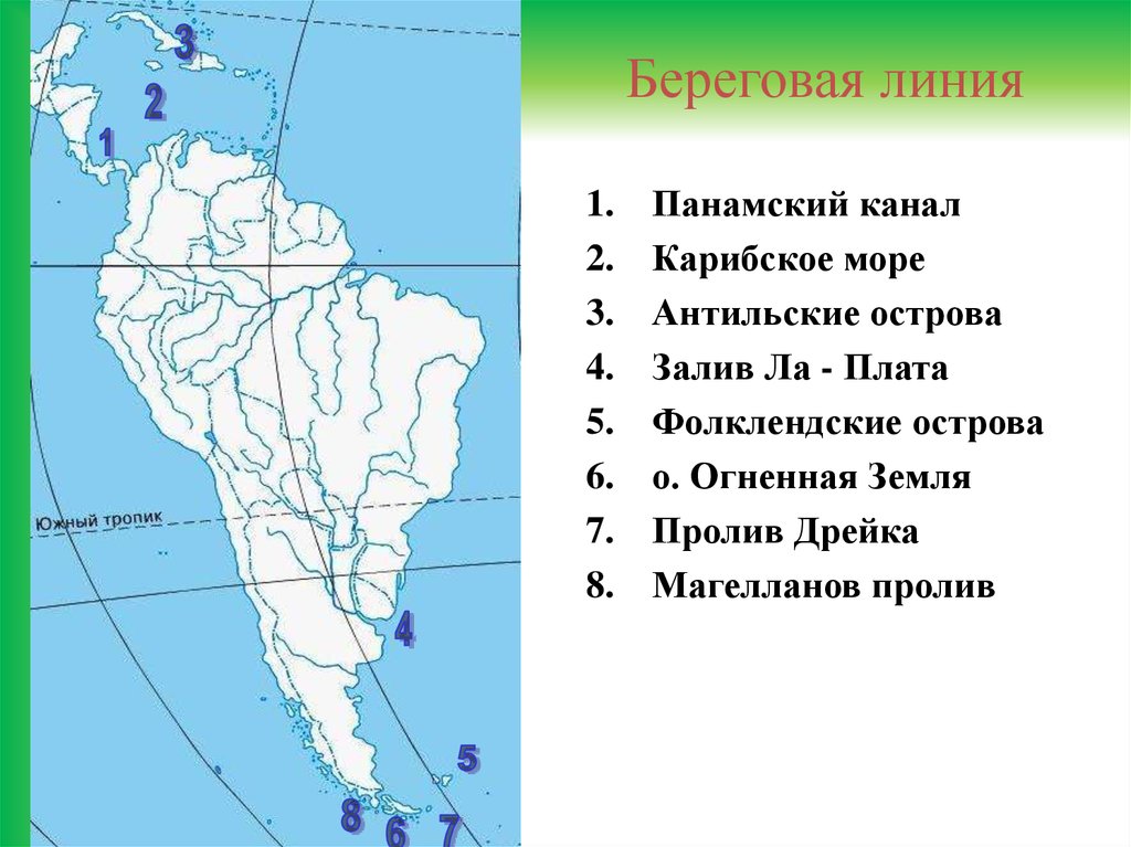 План описания географического положения материка южная америка