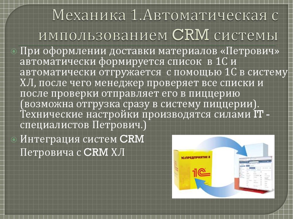Механика 1.Автоматическая с импользованием CRM системы