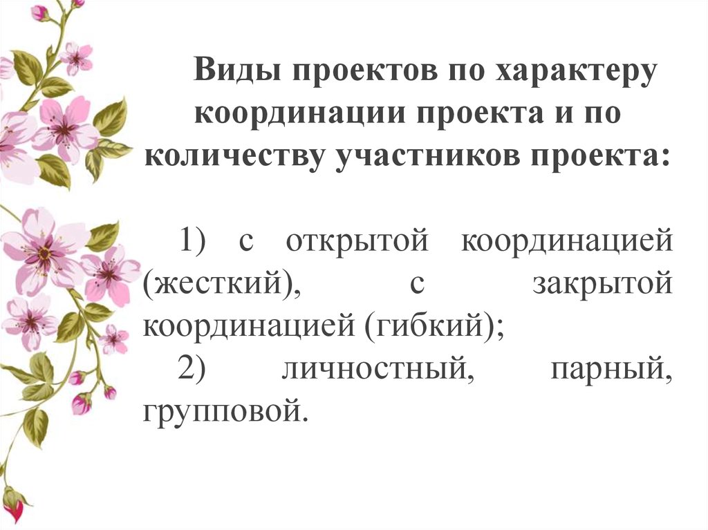 Виды проектов по количеству участников проекта