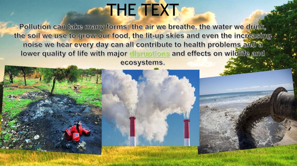 The text is about. Environmental pollution презентация. Pollution презентация на тему. Презентация проблемы экологии на английском. Экологические проблемы презентация на английском.