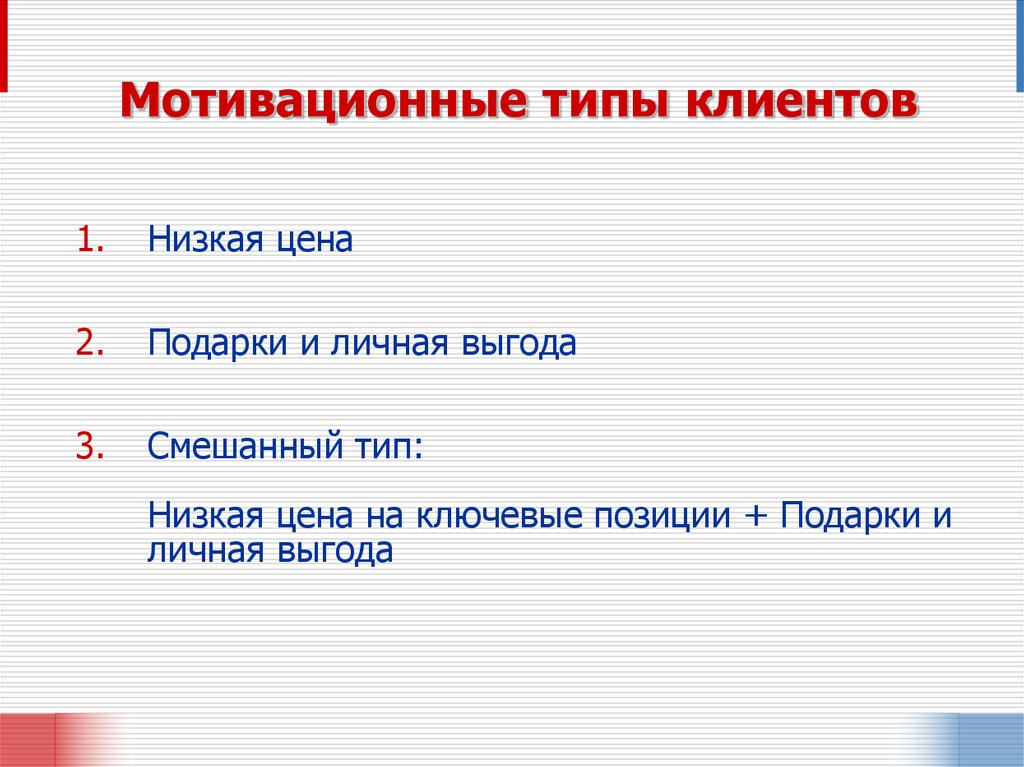 Мотивационные типы клиентов