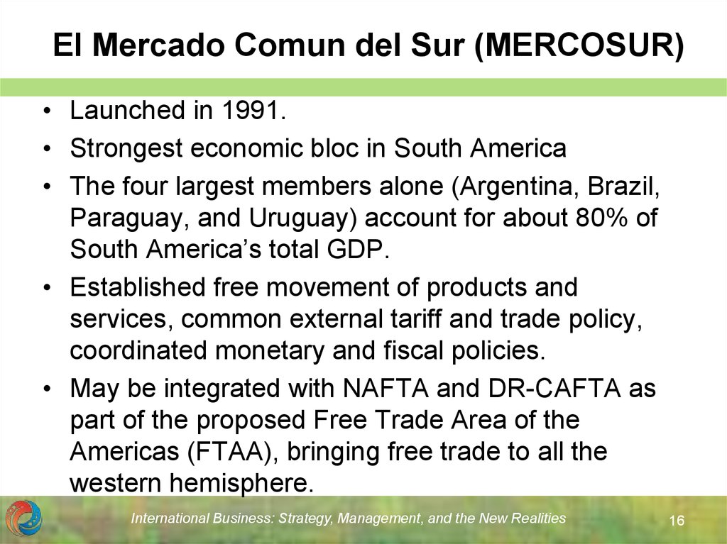 El Mercado Comun del Sur (MERCOSUR)