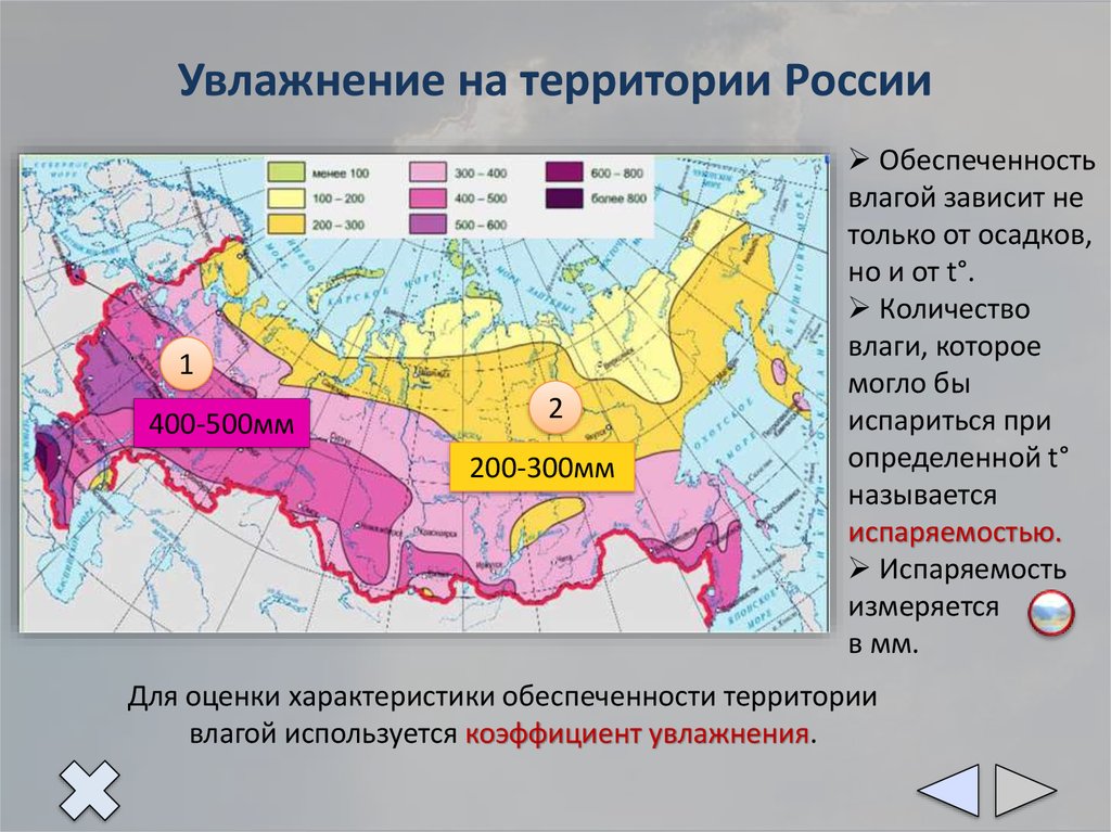 Коэффициенты увлажнения природных зон