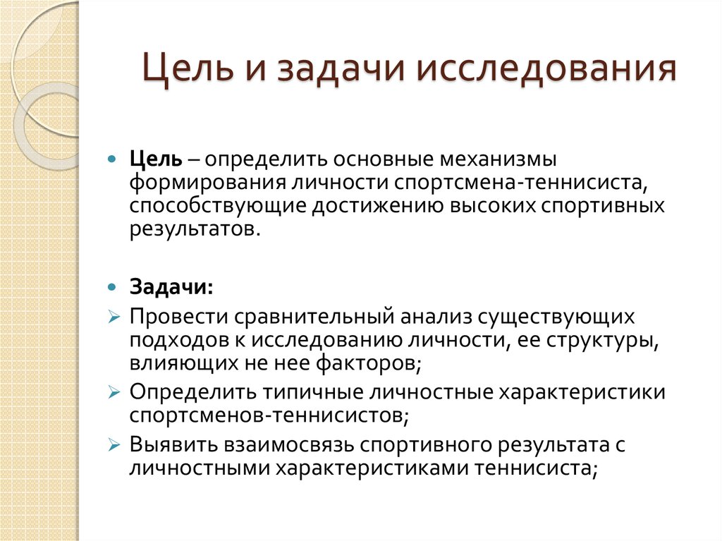 Цель и задачи исследования