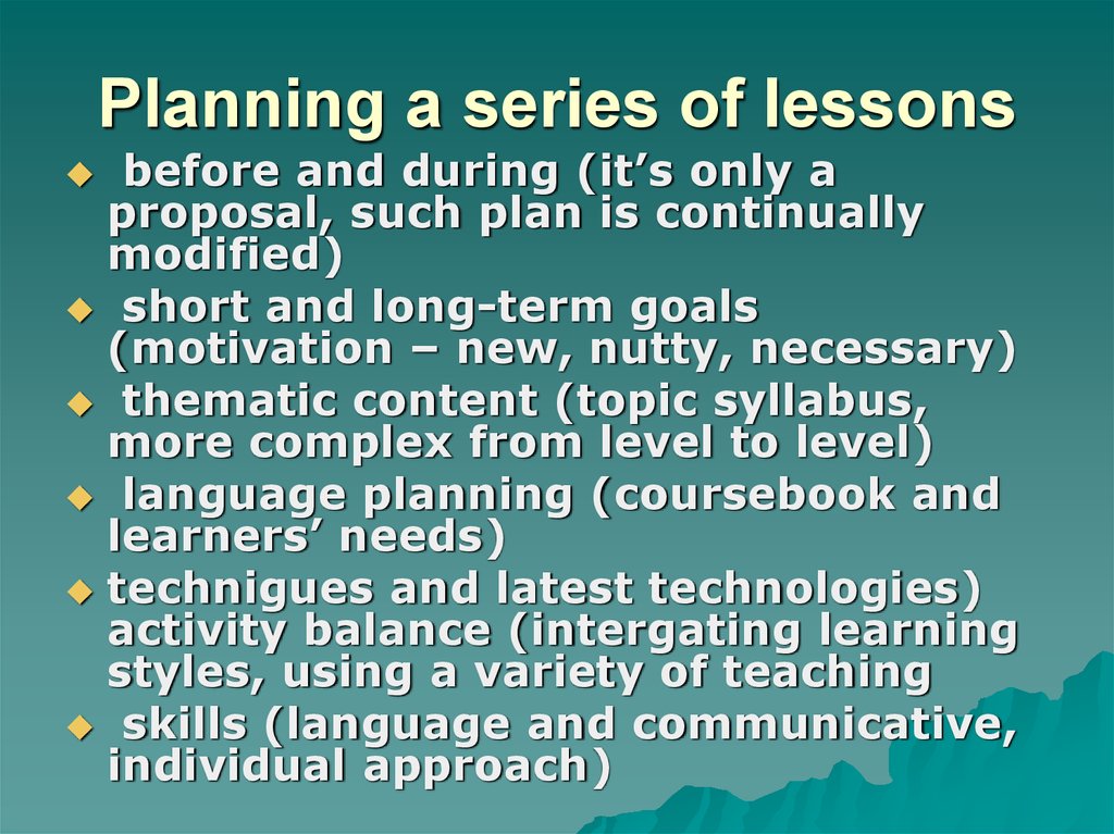 Planning a series of lessons