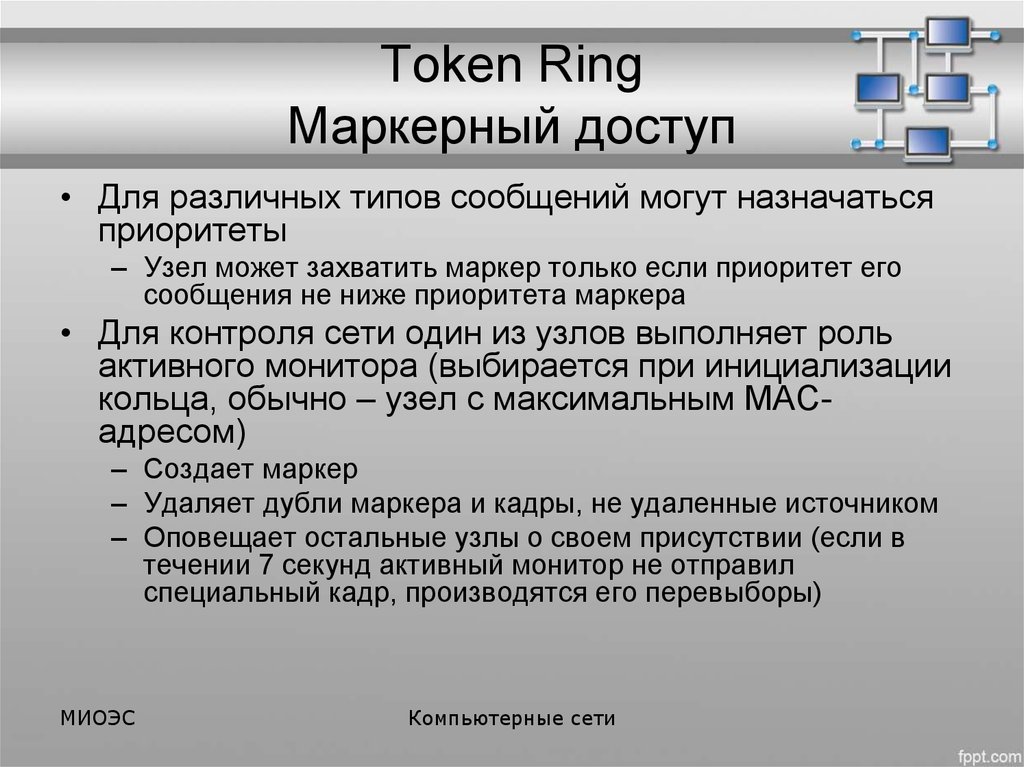 Контроль сети. Маркерный метод доступа token Ring. Маркерный доступ к сети. Токен ринг маркерный доступ. Принцип маркерного доступа.