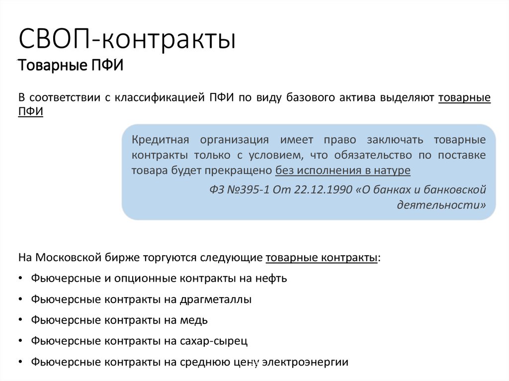 СВОП-контракты Товарные ПФИ