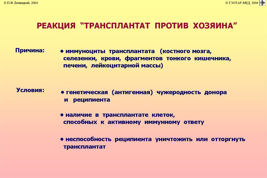 Собственник против. Механизм развития реакции трансплантат против хозяина. Реакции трансплантат против хозяина и хозяин против трансплантата. Реакция трансплантат против хозяина условия. Реакция трансплантат против хозяина виды.