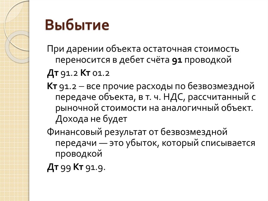 Выбытие основных средств презентация