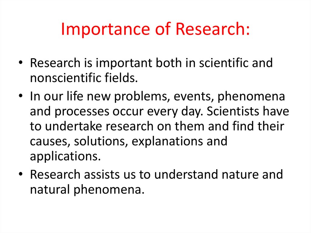 what is importance of scientific research